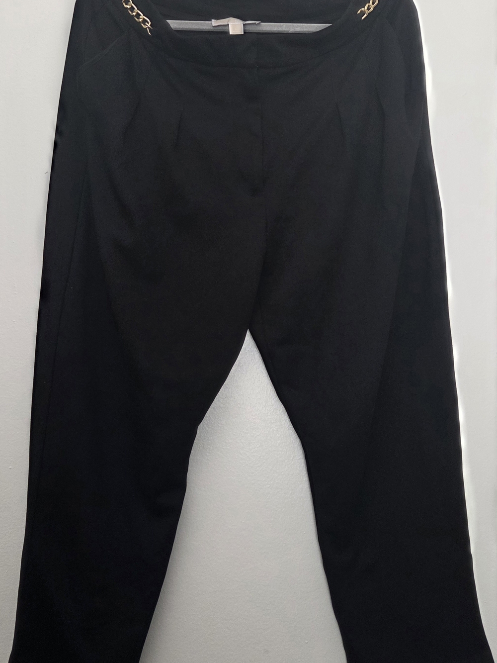 Michael Kors Women's Black Trousers with Gold Chain Accent
